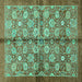 Square Abstract Turquoise Modern Rug, abs3211turq