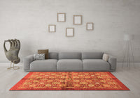 Machine Washable Abstract Orange Modern Rug, wshabs3211org