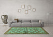 Machine Washable Abstract Turquoise Modern Area Rugs in a Living Room,, wshabs3211turq