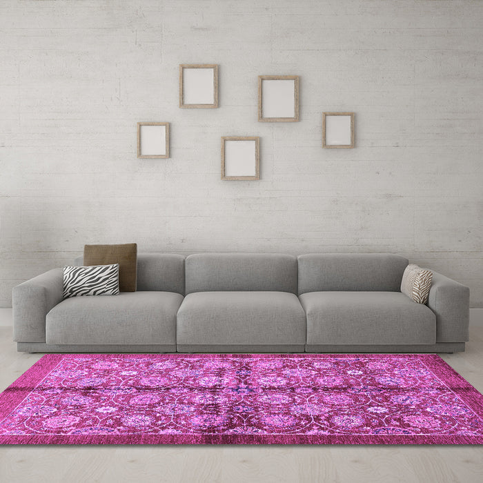 Machine Washable Abstract Purple Modern Area Rugs in a Living Room, wshabs3211pur