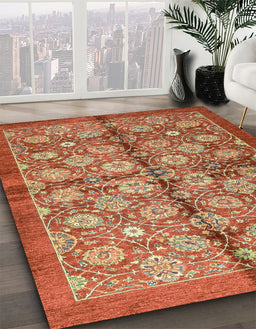 Machine Washable Abstract Red Rug in a Family Room, wshabs3211