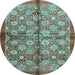 Round Abstract Light Blue Modern Rug, abs3211lblu