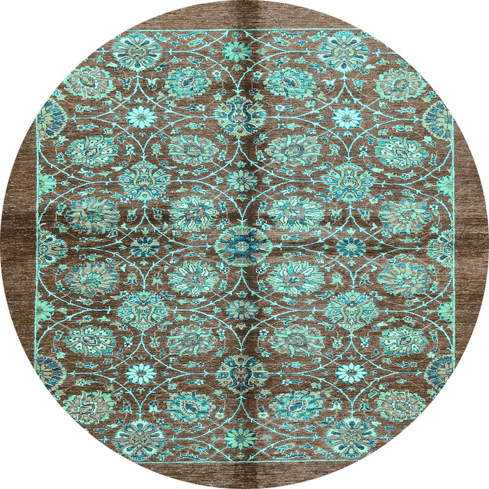 Round Machine Washable Abstract Light Blue Modern Rug, wshabs3211lblu