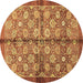 Round Abstract Brown Modern Rug, abs3211brn