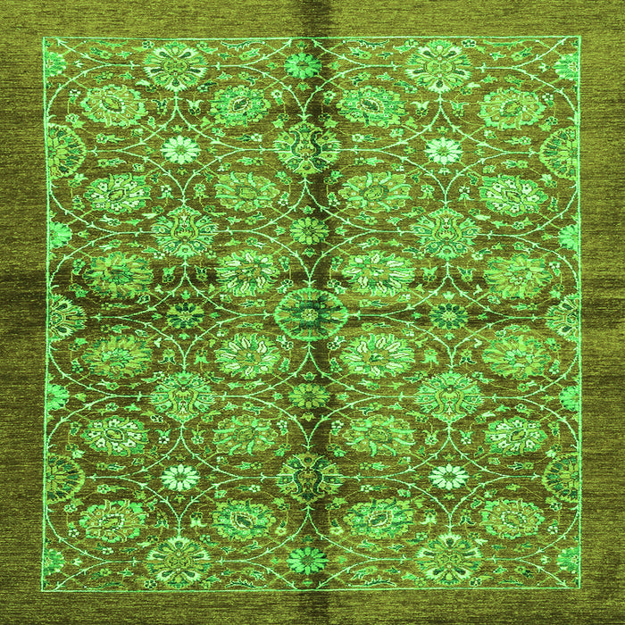 Square Machine Washable Abstract Green Modern Area Rugs, wshabs3211grn