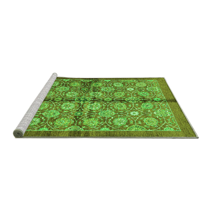 Sideview of Machine Washable Abstract Green Modern Area Rugs, wshabs3211grn