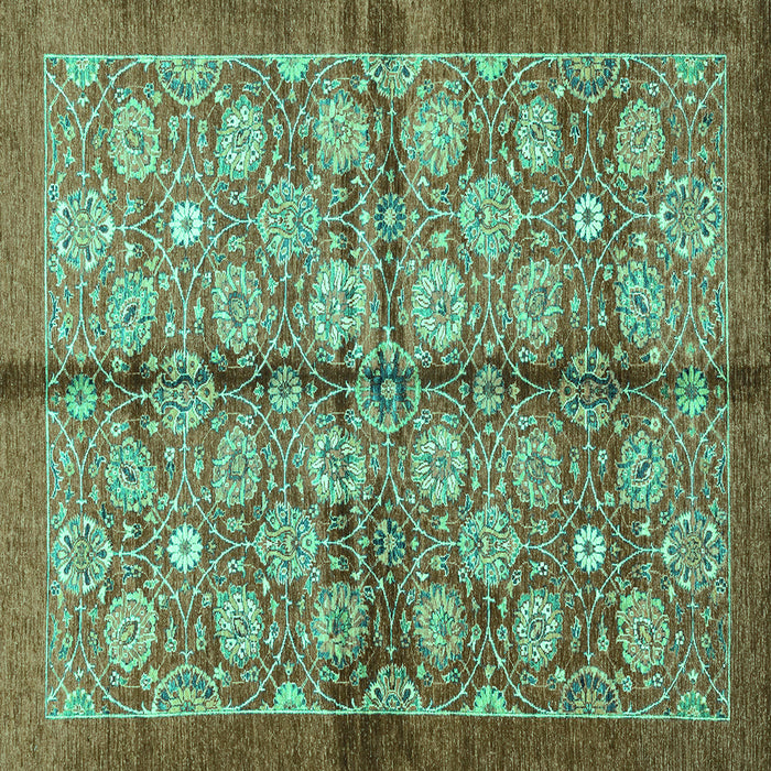 Square Machine Washable Abstract Turquoise Modern Area Rugs, wshabs3211turq