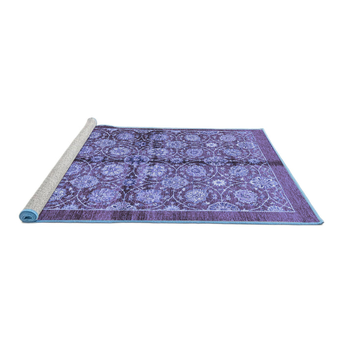 Sideview of Machine Washable Abstract Blue Modern Rug, wshabs3211blu