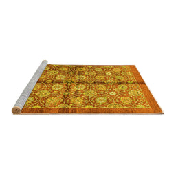 Sideview of Machine Washable Abstract Yellow Modern Rug, wshabs3211yw