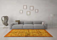 Machine Washable Abstract Yellow Modern Rug, wshabs3211yw