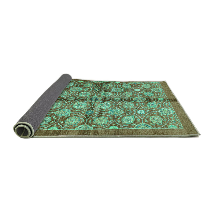 Sideview of Abstract Turquoise Modern Rug, abs3211turq