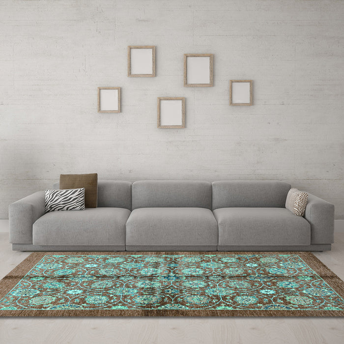 Machine Washable Abstract Light Blue Modern Rug in a Living Room, wshabs3211lblu
