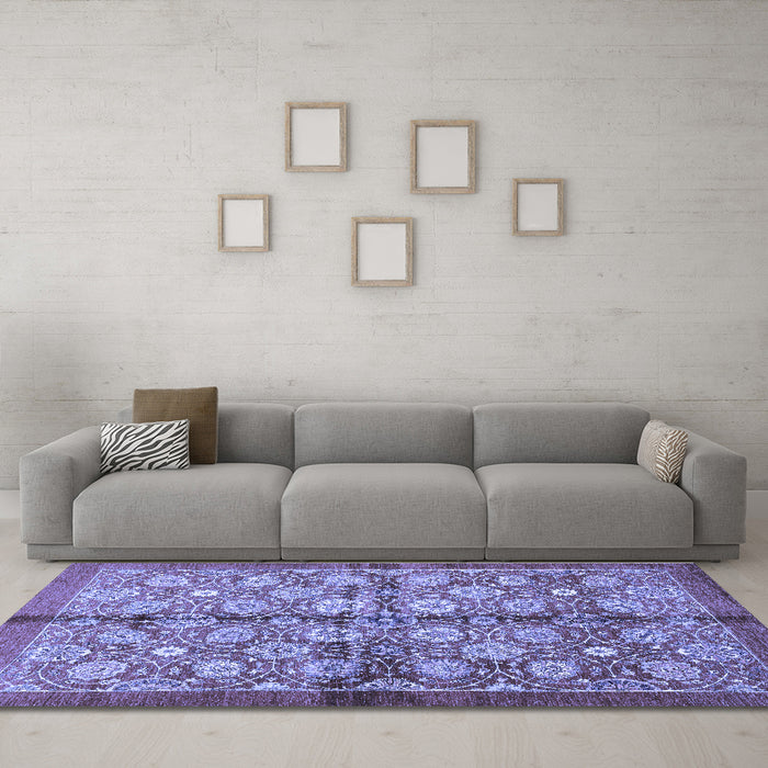 Machine Washable Abstract Blue Modern Rug in a Living Room, wshabs3211blu