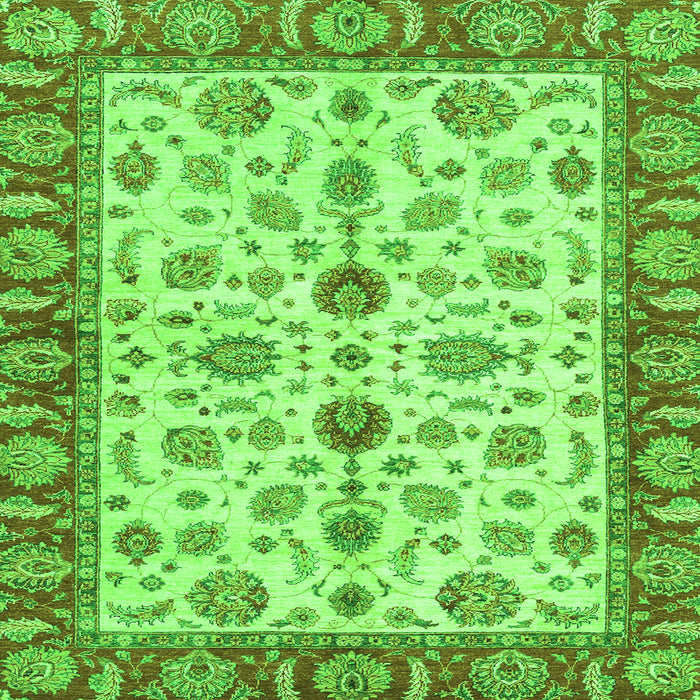 Square Machine Washable Oriental Green Traditional Area Rugs, wshabs3212grn