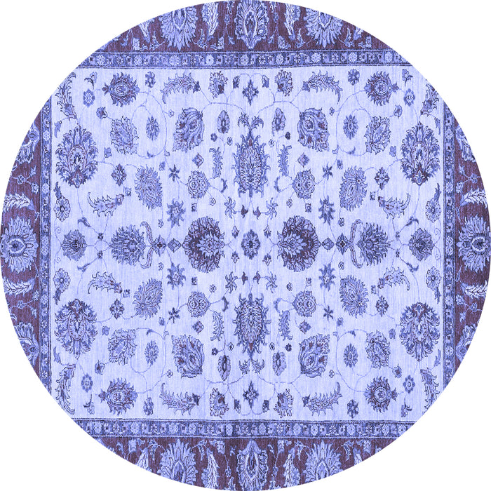 Round Machine Washable Oriental Blue Traditional Rug, wshabs3212blu