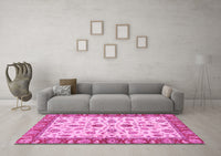 Machine Washable Oriental Pink Traditional Rug, wshabs3212pnk