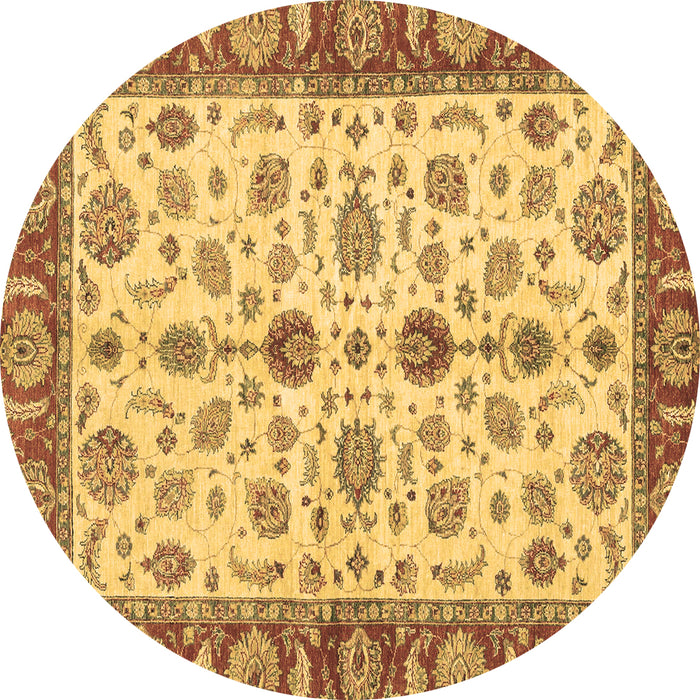 Round Machine Washable Oriental Brown Traditional Rug, wshabs3212brn