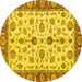 Round Oriental Yellow Traditional Rug, abs3212yw