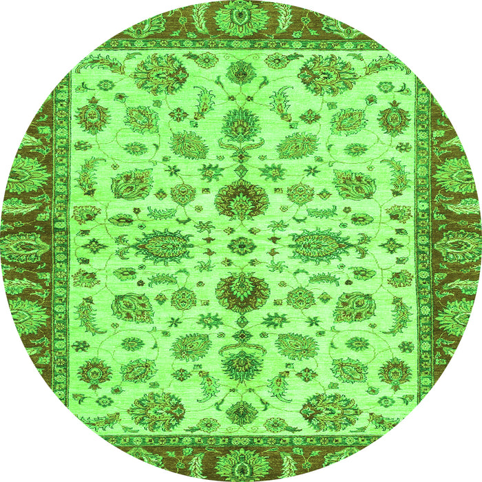 Round Machine Washable Oriental Green Traditional Area Rugs, wshabs3212grn