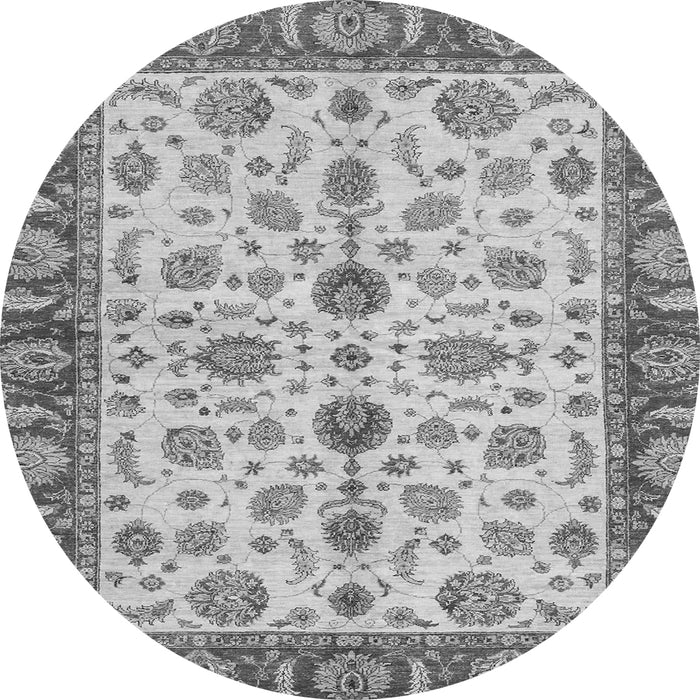 Round Machine Washable Oriental Gray Traditional Rug, wshabs3212gry