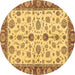 Round Oriental Brown Traditional Rug, abs3212brn