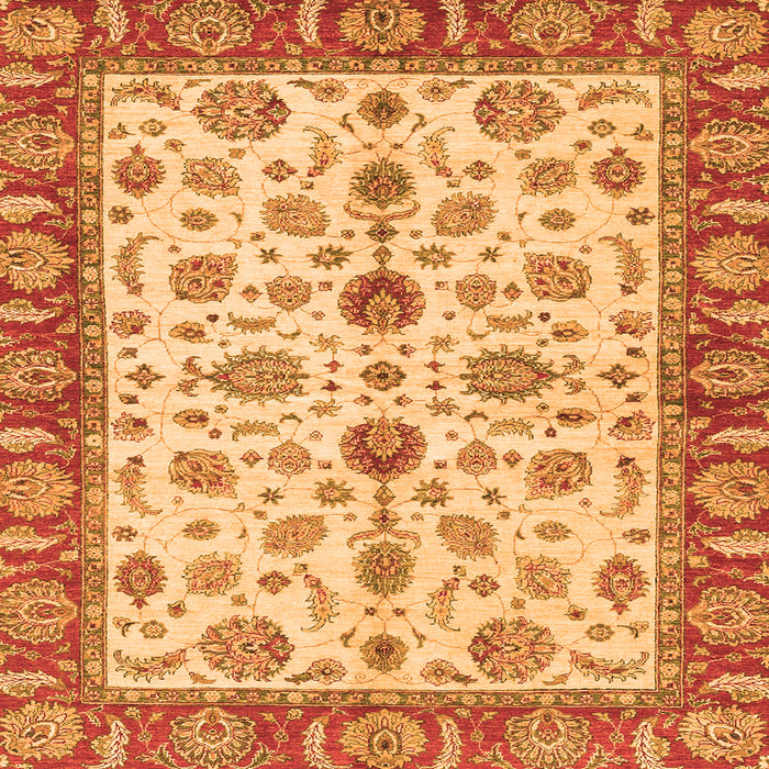 Square Oriental Orange Traditional Rug, abs3212org