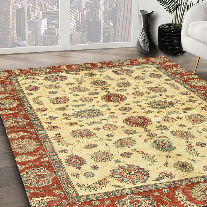 Abstract Red Oriental Rug in Family Room, abs3212