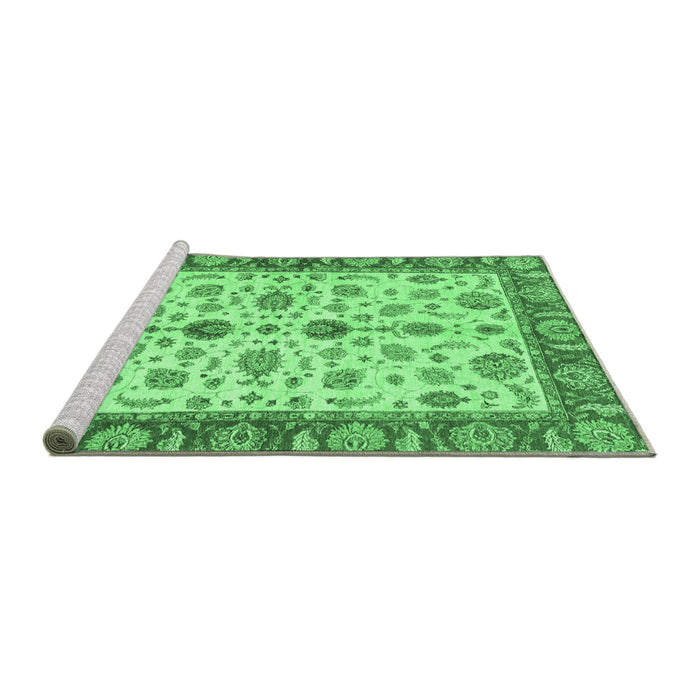 Sideview of Machine Washable Oriental Emerald Green Traditional Area Rugs, wshabs3212emgrn