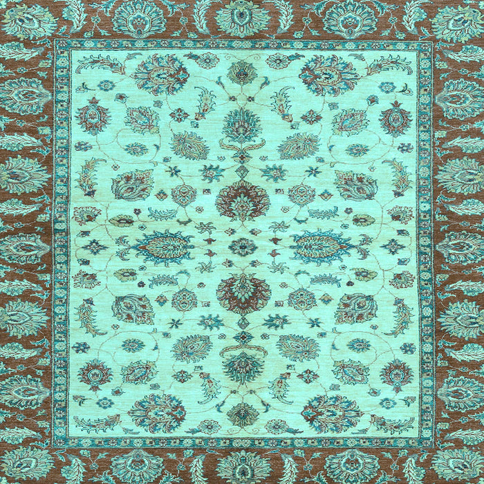 Square Machine Washable Oriental Light Blue Traditional Rug, wshabs3212lblu