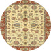 Round Abstract Red Oriental Rug, abs3212