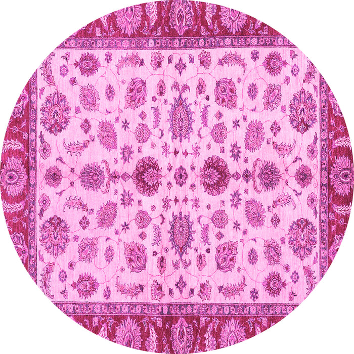 Round Oriental Pink Traditional Rug, abs3212pnk
