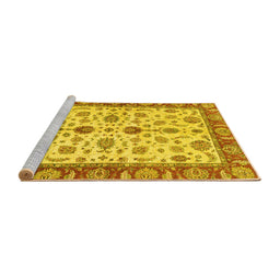 Sideview of Machine Washable Oriental Yellow Traditional Rug, wshabs3212yw