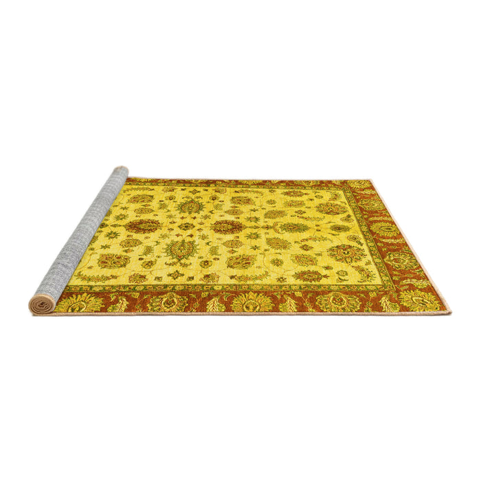 Sideview of Machine Washable Oriental Yellow Traditional Rug, wshabs3212yw