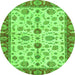 Round Oriental Green Traditional Rug, abs3212grn