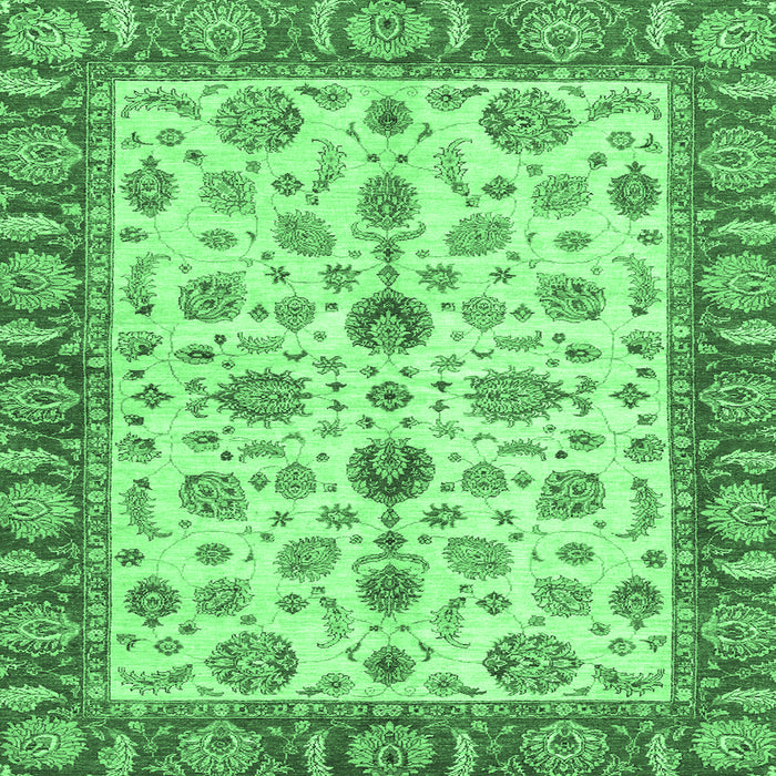 Square Machine Washable Oriental Emerald Green Traditional Area Rugs, wshabs3212emgrn