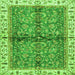 Square Machine Washable Oriental Green Traditional Area Rugs, wshabs3213grn