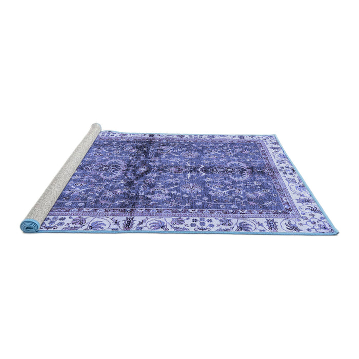 Sideview of Machine Washable Oriental Blue Traditional Rug, wshabs3213blu