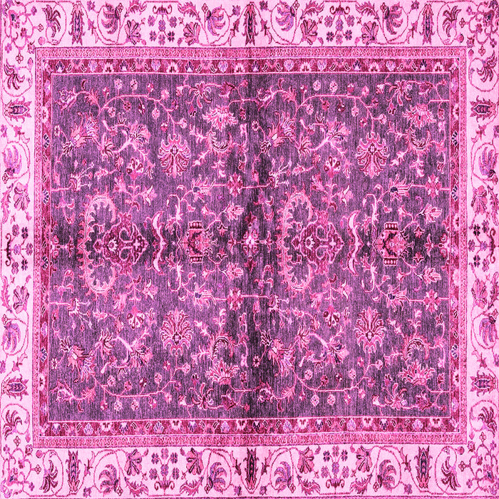 Square Machine Washable Oriental Pink Traditional Rug, wshabs3213pnk