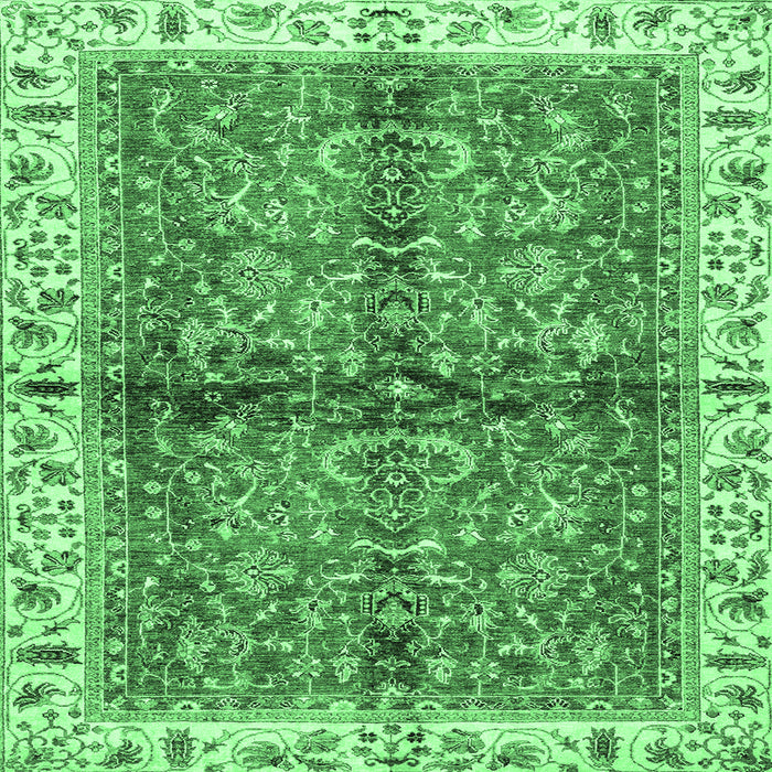 Square Machine Washable Oriental Emerald Green Traditional Area Rugs, wshabs3213emgrn