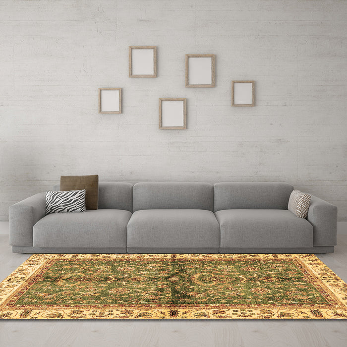 Machine Washable Oriental Brown Traditional Rug in a Living Room,, wshabs3213brn