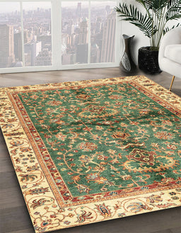 Abstract Saddle Brown Oriental Rug in Family Room, abs3213