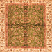 Square Machine Washable Oriental Orange Traditional Area Rugs, wshabs3213org