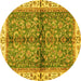 Round Oriental Yellow Traditional Rug, abs3213yw