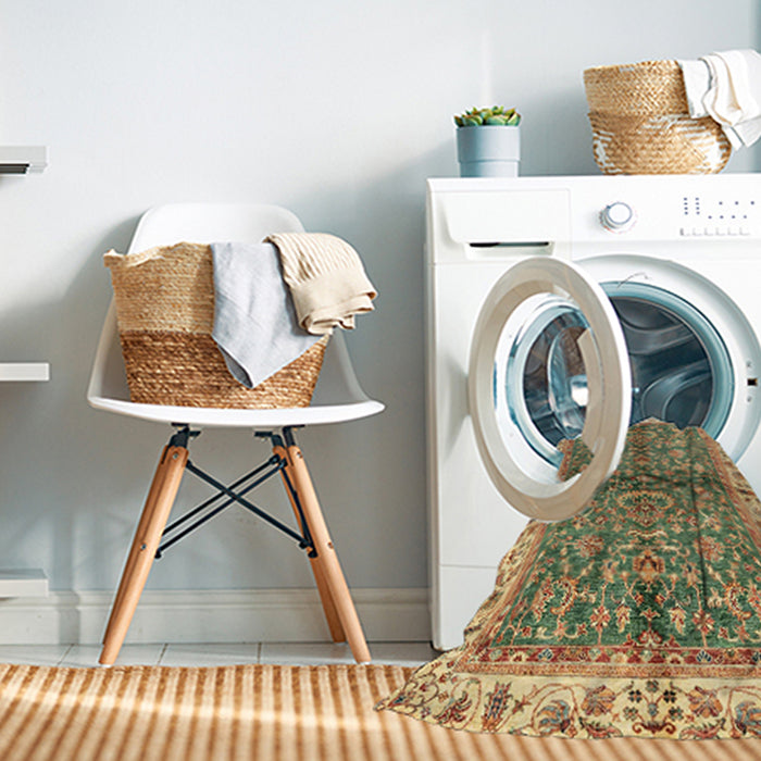 Machine Washable Abstract Saddle Brown Rug in a Washing Machine, wshabs3213