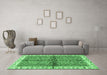 Machine Washable Oriental Emerald Green Traditional Area Rugs in a Living Room,, wshabs3213emgrn