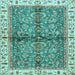 Square Machine Washable Oriental Light Blue Traditional Rug, wshabs3213lblu