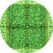 Round Oriental Green Traditional Rug, abs3213grn