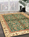 Abstract Saddle Brown Oriental Rug in Family Room, abs3213