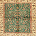 Square Abstract Saddle Brown Oriental Rug, abs3213