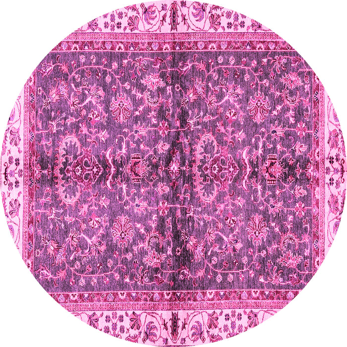 Round Oriental Pink Traditional Rug, abs3213pnk
